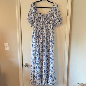 Floral Blue and White Women's Dress